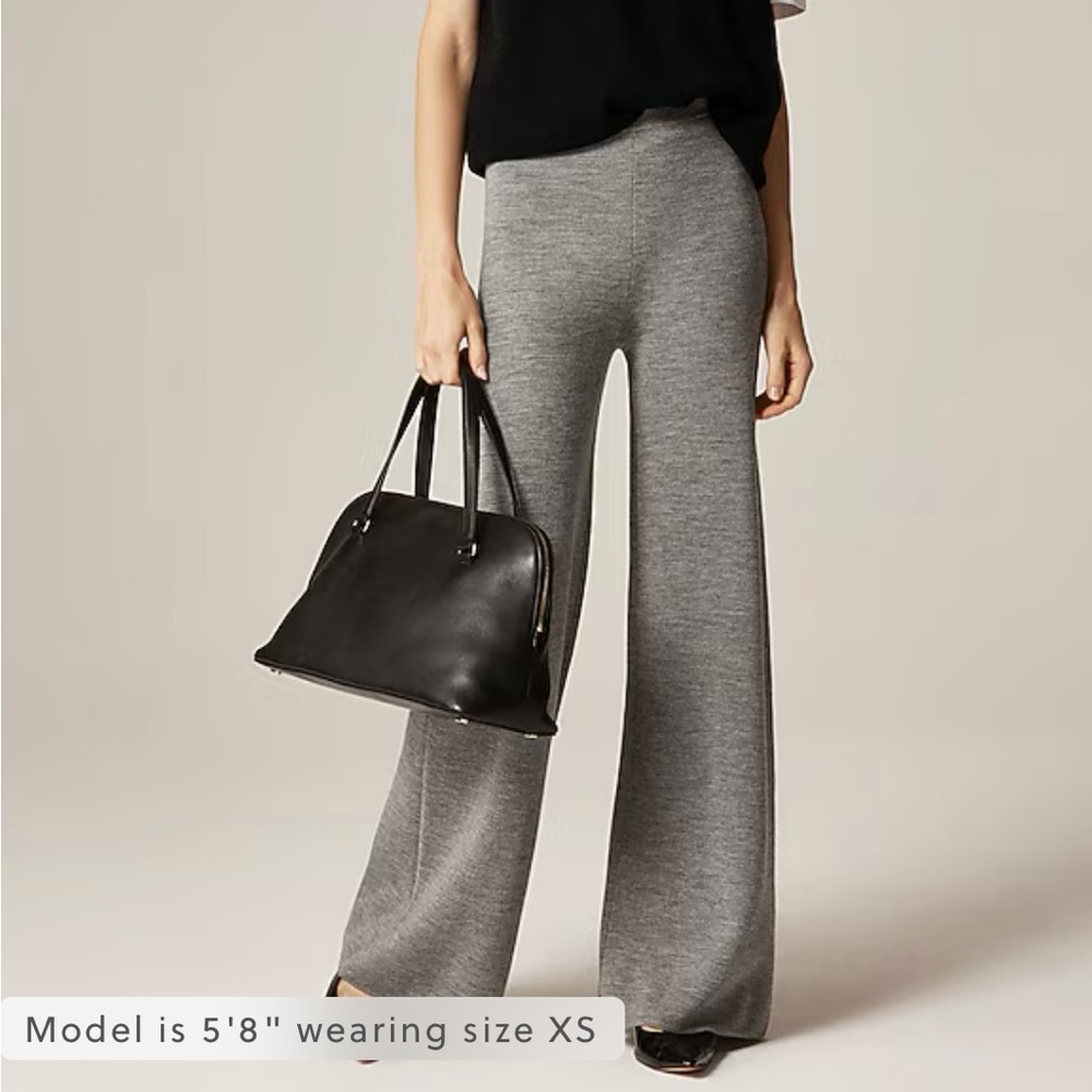 Women's J Crew Gray Wide-Leg knit Pants Merino Wool